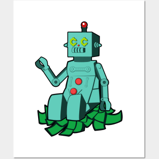 Robot on cash Posters and Art